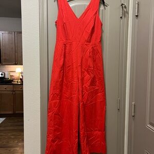 Vibrant Red Sleeveless Jumpsuit